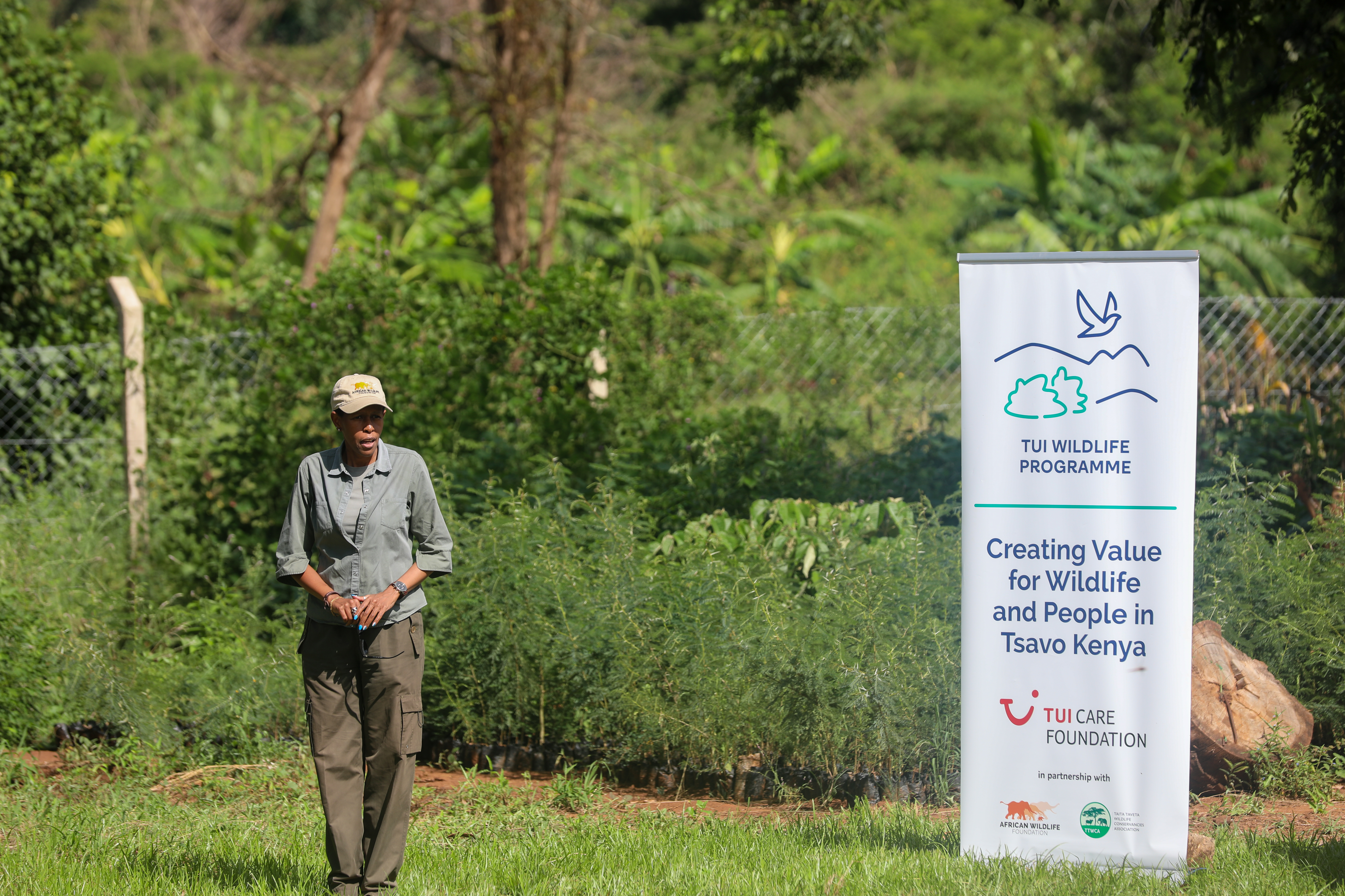 AWF Kenya Board Chair Jacqueline Hinga giving her remarks during the launch of the Diwadane Borehole in Taita Taveta County.