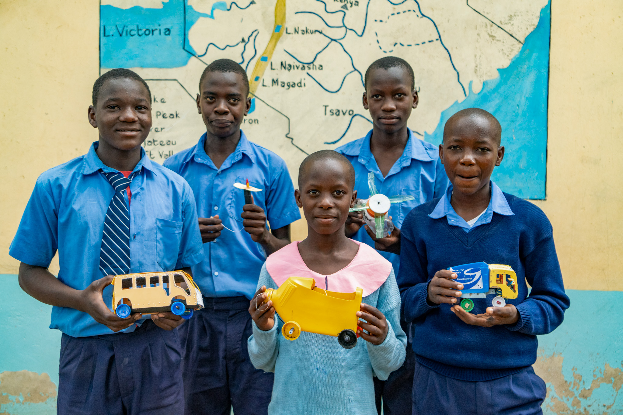 Students at Bamba Junior and Primary School in Kilifi, Kenya Showcasing Their Art.