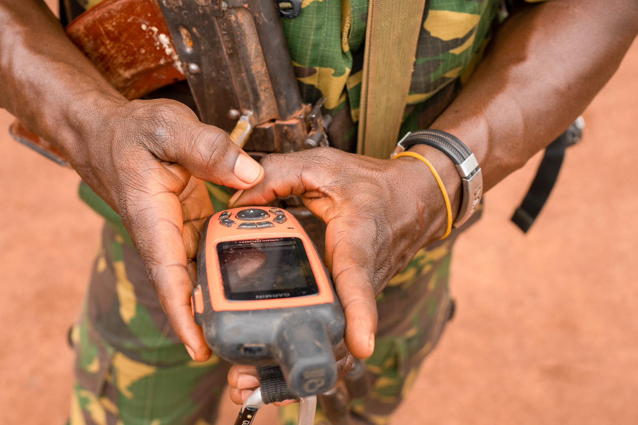 Christoph handling a GPS during training session