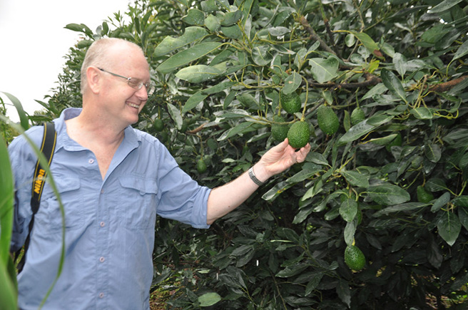 AWF's director for climate change, Dave Loubser visiting Rungwe Avocado Company in Tanzania. Photo by Andrea Athanas