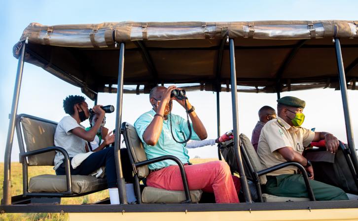 AWF CEO, Kaddu Sebunya on Safari with his family in Kidepo National Park, Uganda