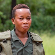 Medium shot of Edith John wildlife scout.