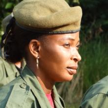 Emancie Ekofo Bafalanga during the park ranger patrol briefing.