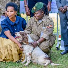  Rose Ssebatindira, AWF Uganda Country Director, at the Entebbe Canine Unit during the Canines for Conservation program transition ceremony.